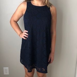 navy lace loose dress